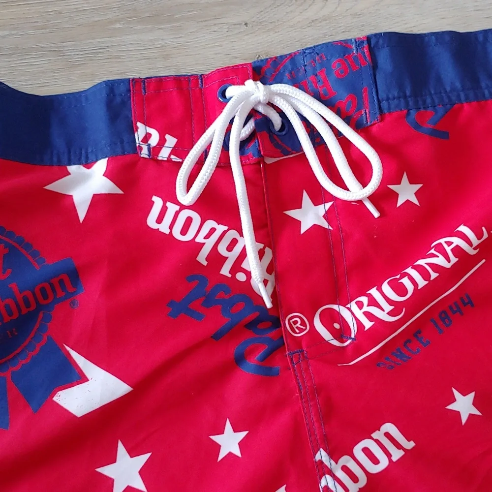 NWT Pabst Blue Ribbon Graphic Men's Board Shorts Red Size S